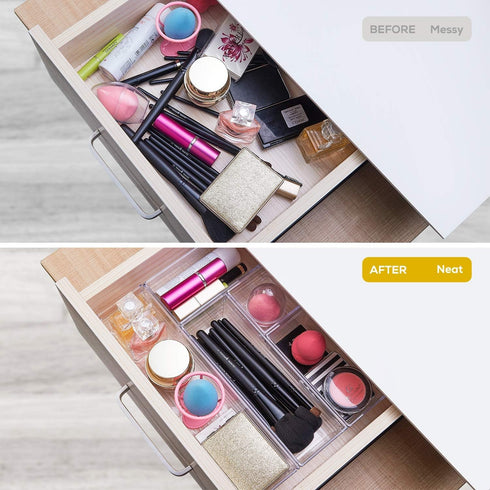 DCA 14 PCS Clear Plastic Drawer Organizer Tray, 4 Sizes Desk Drawer Divider Organizers and Storage Bins for Makeup, Kitchen Utensils, Jewelries and Gadgets by DCA