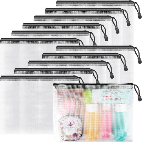 Umriox Small Zipper Pouch, 9.5x7.1 in (Black, 12 Packs), Zipper Bags for Office Supplies and Travel Accessories