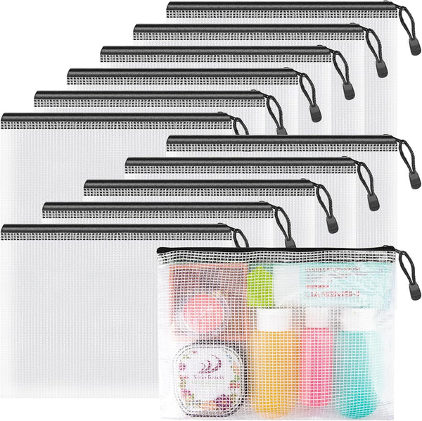 Umriox Small Zipper Pouch, 9.5x7.1 in (Black, 12 Packs), Zipper Bags for Office Supplies and Travel Accessories