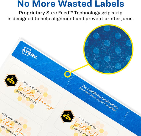 Avery Printable Dissolvable Rectangle Labels, 1-1/4" x 2-3/8", White, 90 Customizable Labels (4224)