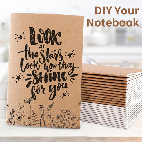 EOOUT 24 Pack Kraft Notebooks - Journals in Bulk for Writing, Blank Paper Sketchbooks, 60 Pages, 8.3x5.5 Inch, A5 Size