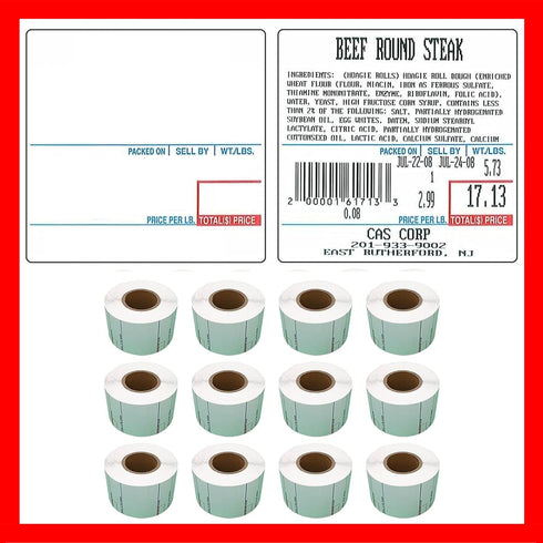CAS Labels LST Thermal Printer - Compatible with CAS LP-1000, 12 Rolls, 8020
