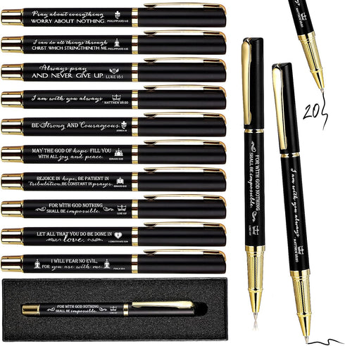 Lincia 20 Sets Christian Bible Verse Ballpoint Pen, Engraved Inspirational Quotes with Boxes, Religious Pen Clergy