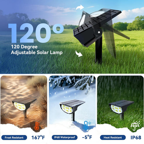 IP68 4 Pack) Solar Spot Lights Outdoor Waterproof, Ultra-Bright PerformanceSimple Modes for Easier Operation, Auto