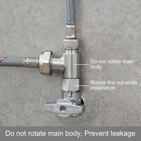 Add On Tee Fitting, Stainless Steel Toilet Water Supply Line Splitter, 3/8" x 3/8" x 3/8"