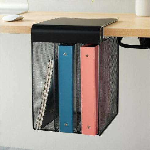 Safco Onyx Hanging Desktop Organizer with 3 Vertical Trays for Under-Desk Storage