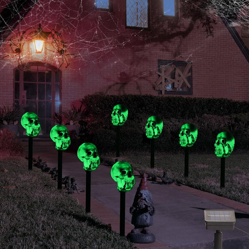 4pcs HUYIENO Solar Halloween Pathway Lights LED Lights Outdoor Waterproof Halloween Decorations for Garden