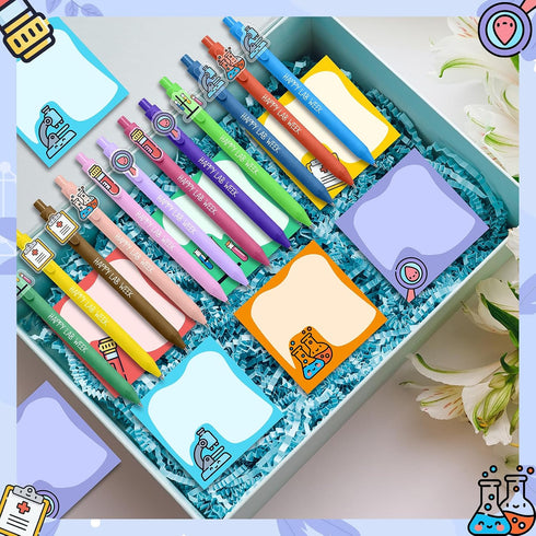 Jiytivity 24 Set 12 12 Pcs Laboratory Week Appreciation Gift Include Ballpoint Pens Sticky Notes for National Medical