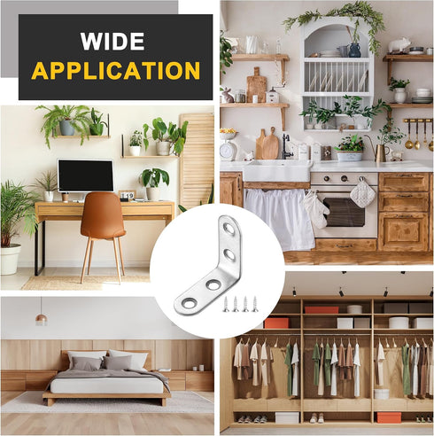 24Pcs 1.57"x1.57"x0.59" (40x40x15mm, uxcell L-Shaped Brackets Corner Brace, Corner Bracket Shelf Bracket Right Angle