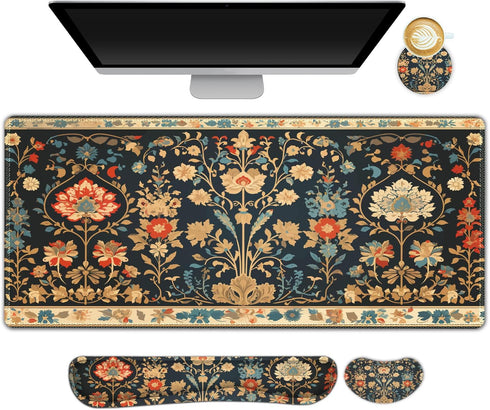 ARTSO Desk Mat Set, Mouse Pad with Wrist Rest Support + Keyboard