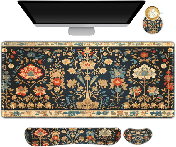 ARTSO Desk Mat Set, Mouse Pad with Wrist Rest Support + Keyboard