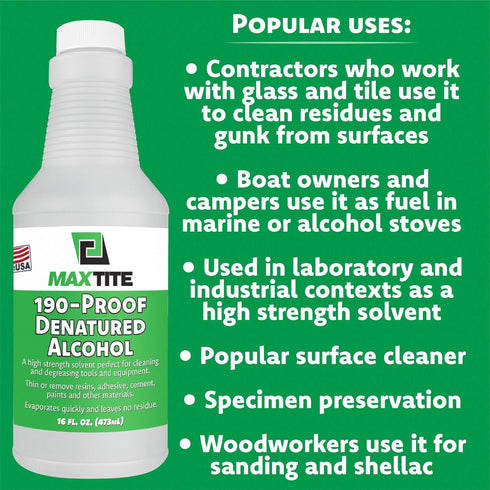 190-Proof Virgin Denatured Alcohol, 16oz, 1