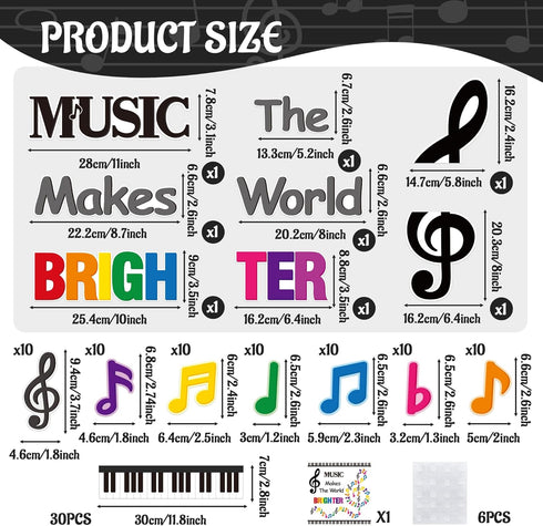 BeYumi Music Notes Border Decor - 108Pcs Back to School Music Notes Bulletin Board Set for Classroom