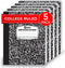 College Ruled Composition Notebooks, 5 Pack, 200 Pages (100 Sheets), 9-3/4" x 7-1/2", White & Black Marble, Hard Cover