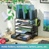 Simple Trending 5 Tier Mesh Desk File Organizer with Sliding Drawer, Paper Letter Tray for Office Home, Black