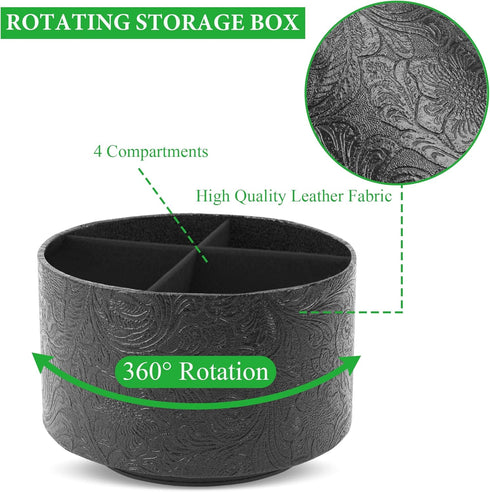 lizimandu Round Leather Art Supply Organizer, 360 Degree Spinning Pencil Holder, Multi-Functional Desktop Stationary
