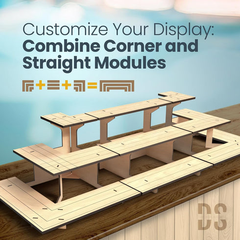 Store DS THE DISPLAY Corner Natural Wooden Tiered Display Stand for Vendor Events, Display Shelves for Craft Shows