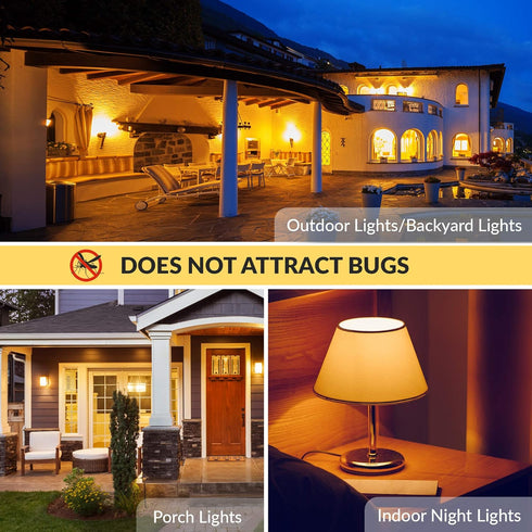 Simba Lighting LED Bug Non-Attracting Yellow Bulb, 5W 40W Equivalent, 4 Pack, Outdoor Porch Light, Amber Warm 2000K