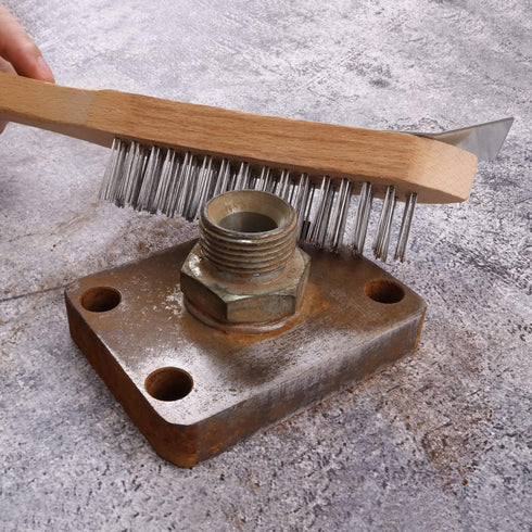 MAXMAN 12 Inch Stainless Steel Wire Scratch Brush, Heavy Duty Wire Brushes with Wooden Handle, 2 Pieces for Cleaning