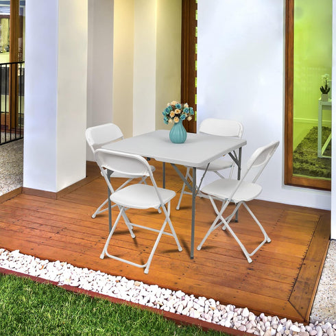Volowoo Commercial 260lb. 4pcs) Folding Plastic Chair, Indoor Outdoor Portable Stackable Seat with Steel Frame Capacity