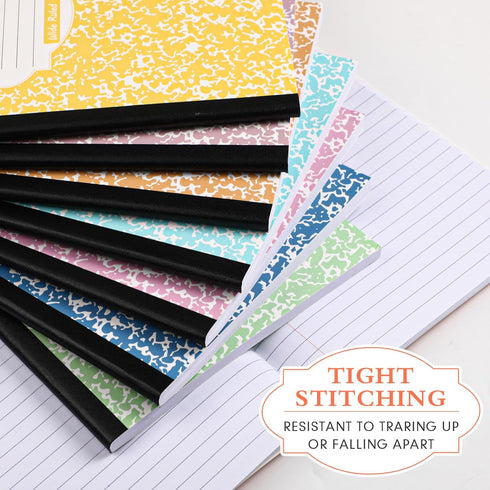 Colarr 12 Pack Wide Ruled Composition Notebook - 9.75 x 7.5 Inch, Assorted Fun Colors, Hard Cover, Sturdy Sewn Binding