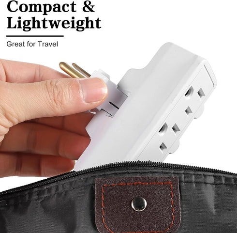 FiiMan UL Listed 3 Outlet Wall Adapter, 3-Prong Grounded 180 Degree Swivel Plug Adapter, 1 Pack, White