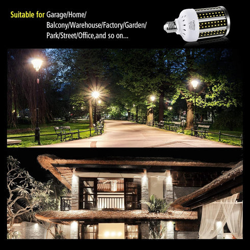 2 Pack LED Corn Light Bulb, 280W Equivalent, Cool Bright Daylight White, 40W 6500K, E26/E27 Medium Base