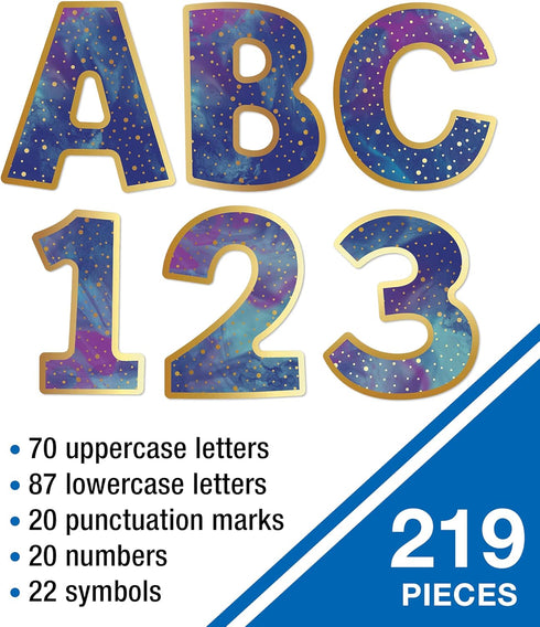 Carson Dellosa 219-Piece 4 Inch Galaxy Marble Cutout Letters for Bulletin Boards, Space Themed Classroom Letters