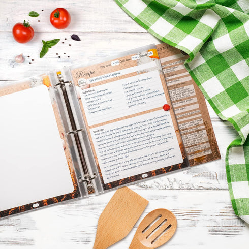 Full Size 8.5x11'' Pack of 25 Recipe Sheet Protectors for Recipe Binder, Clear Plastic Sleeves