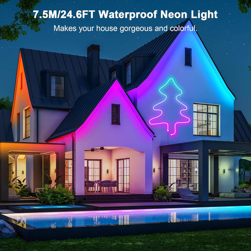 Cozylady 24V (7.5M/25Ft) RGB Neon LED Rope Lights, Waterproof Bluetooth APP Remote Control Music Sync Strip Lights