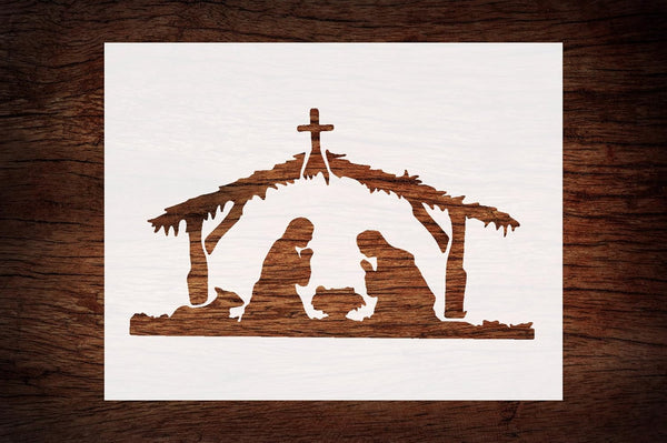 Baby Jesus in Bethlehem Manger Stencil, 11" x 8.5" - Custom Christmas Nativity Design for Holiday Crafts
