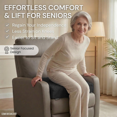 COMFORTANZA 20x20x5 Medium-Soft Memory Foam Recliner Chair Seat Cushion for Long Sitting - Armchair Pad with Washable