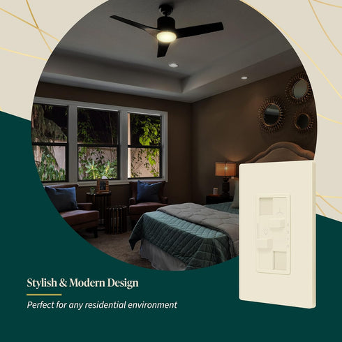 Dimmer 3-Speed 2.5A, 200W TGDSFS3-LA, TOPGREENER Kalide Combo Switch with Fan Control, Light and Fan Combination