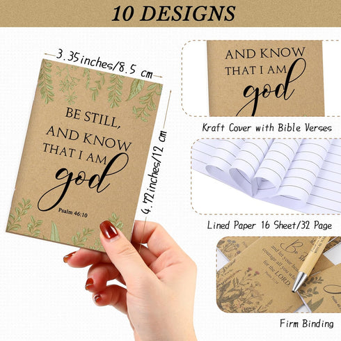 Ctosree Christian Gift Bulk Inspirational Notebook, Women Prayer Journal with Bible Verse Pen (Brown, 120 Pcs)