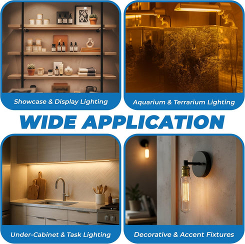 60W Bulbs (6-Pack) 60 T10 Bulb, E26 120V, 2700K, Dimmable OHLECTRIC Incandescent Light Watt Tubular Clear Glass, Medium