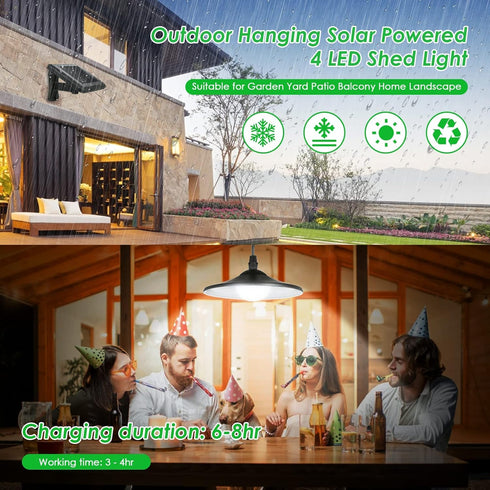 Lixada Solar Pendant Light Outdoor Indoor Hanging Light LED Shed Light Waterproof Pendant Lamp with Remote Control