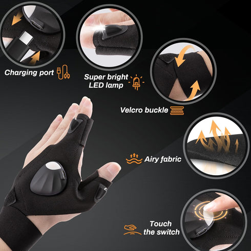LED Light Gloves for Men - Father's Day Gifts for Dad, Husband, Boyfriend, 1st Father Day Gift Ideas from Kid