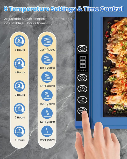 23.6"x15" 260W 6 SOPPY Food Warming Mat, Fast Heating Electric Warming Tray with Level Temperature, Safety Lock