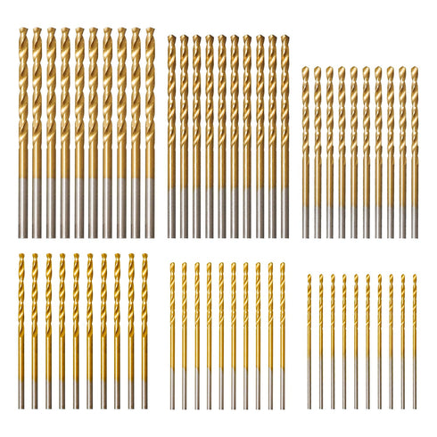 amoolo Titanium Drill Bit Set, 60 pcs Premium 4341 HSS Micro Drill Bits for Wood, Metal, Plastic, Aluminum