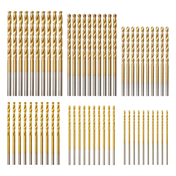 amoolo Titanium Drill Bit Set, 60 pcs Premium 4341 HSS Micro Drill Bits for Wood, Metal, Plastic, Aluminum