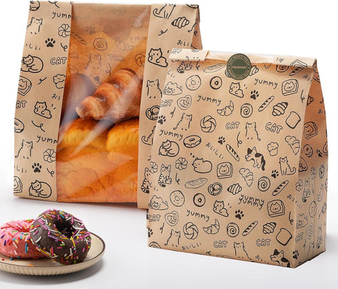 betkou 24PCS Paper Bread Bags for Homemade Bread and Sourdough, Clear Window Bakery