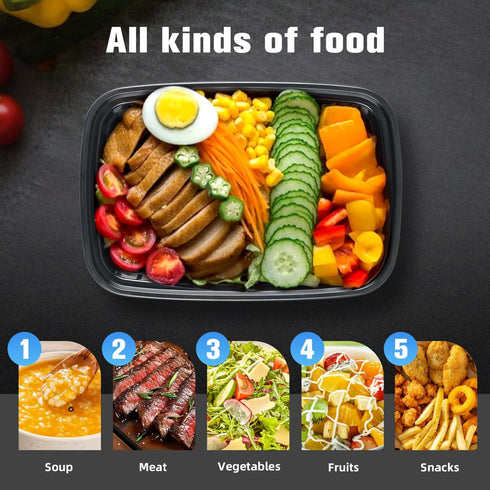 Meal mates 50 Pack (100-Piece) 32oz,Plastic Meal Prep Containers Reusable Food Storage Containers with Lids,Take Out