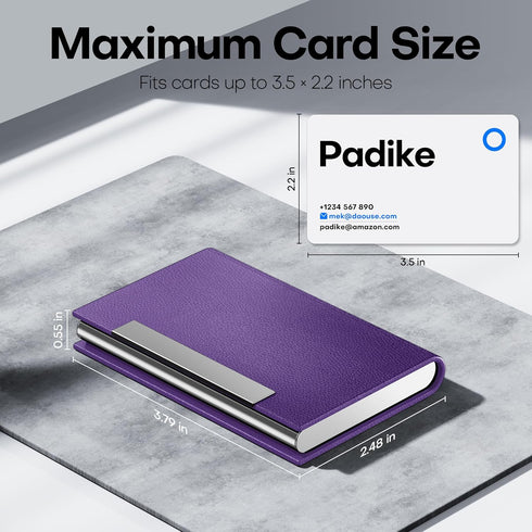 Padike Business Card Holder, Professional PU Leather & Stainless Steel Multi Card Case for Men & Women