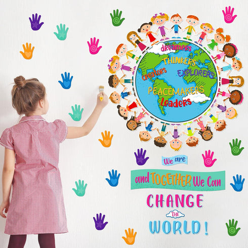 Tinlade 67 Pcs One World Together We Can Change The World Bulletin Board Set for Classroom