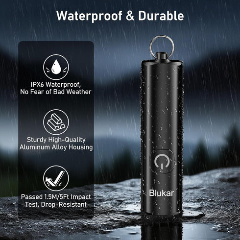 2 Pack 360L 3 Blukar Rechargeable EDC Flashlight, Mini Keychain Flash Light with Lighting Modes, Memory Function