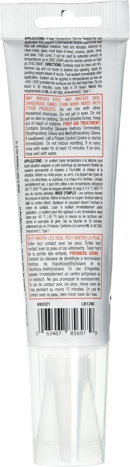 Sealant Silicone 2.7oz Red by Imperial