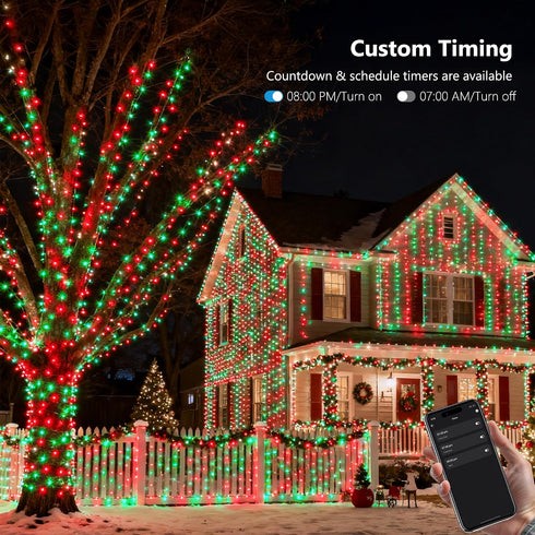 66FT 200 Dimmable Brizled Smart Red Valentine String Lights/Green St. Patrick's Day Lights, LED Color Changing