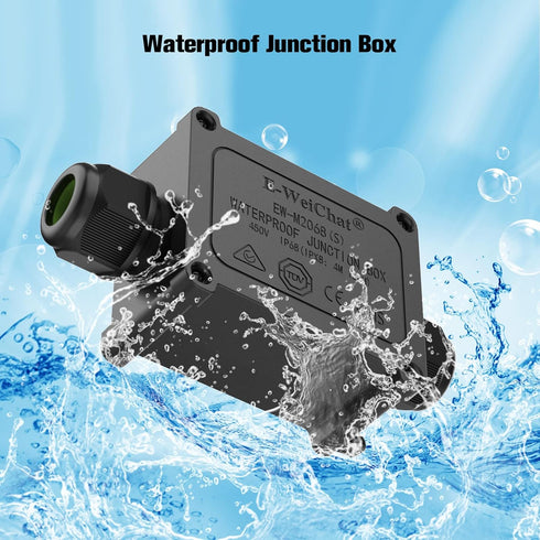 Junction Box Outdoor Waterproof Electrical Box, 2 Way Plug Line, Plastic External Junction Box for Landscape Lighting