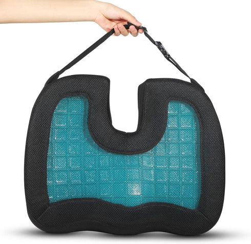 Gel Enhanced Seat Cushion - Memory Foam Chair Pillow with Cooling Gel