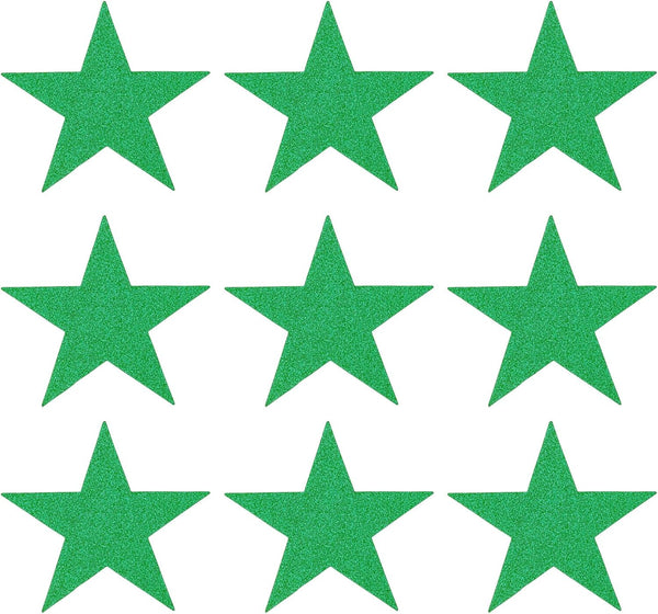 MECCANIXITY Green Glitters Star Cutouts Paper, 5.9 Inches, Pack of 80 Confetti for Party Decorations